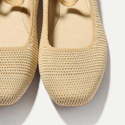 The Max Square Mary Jane in Cream Raffia Knit | Rothys Women
