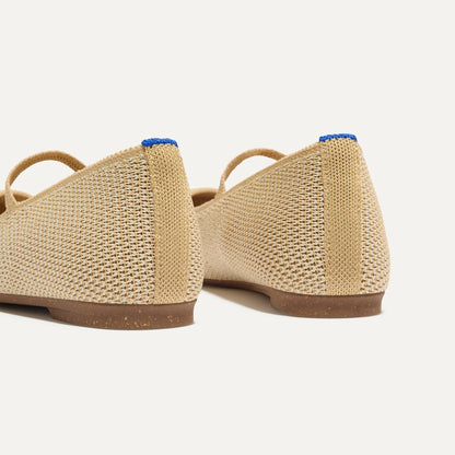The Max Square Mary Jane in Cream Raffia Knit | Rothys Women