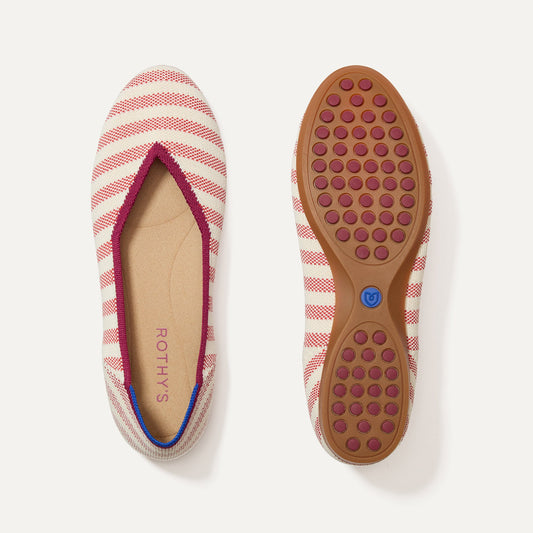 The Daily Flat in Coral Cabana Stripe | Rothys Women|Men