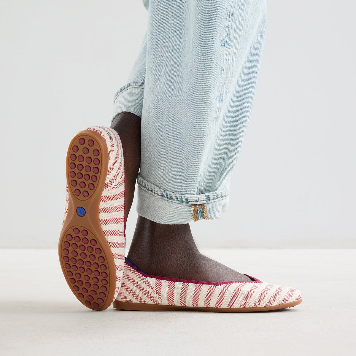 The Daily Flat in Coral Cabana Stripe | Rothys Women|Men
