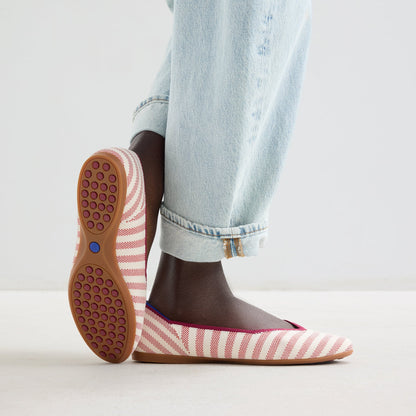 The Daily Flat in Coral Cabana Stripe | Rothys Women|Men