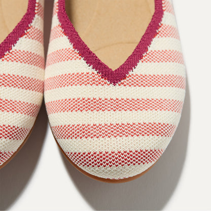 The Daily Flat in Coral Cabana Stripe | Rothys Women|Men