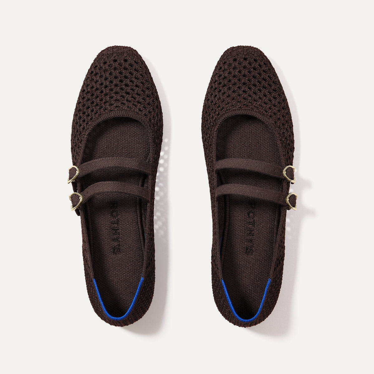 The Double Buckle Mary Jane in Chocolate Mesh | Rothys Women