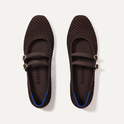 The Double Buckle Mary Jane in Chocolate Mesh | Rothys Women
