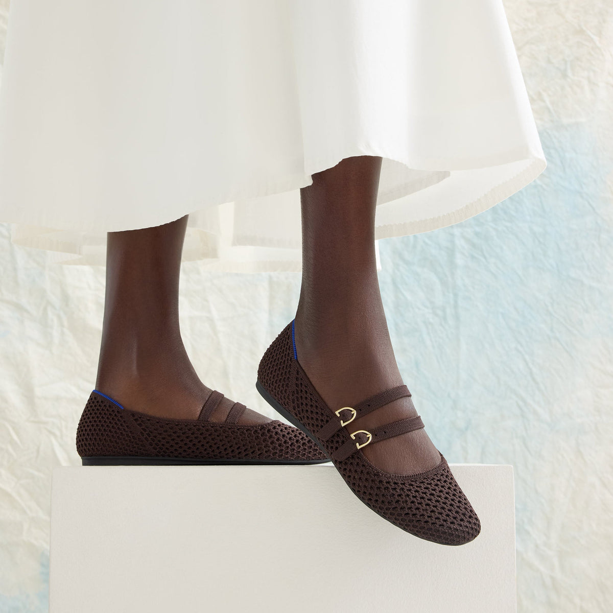 The Double Buckle Mary Jane in Chocolate Mesh | Rothys Women