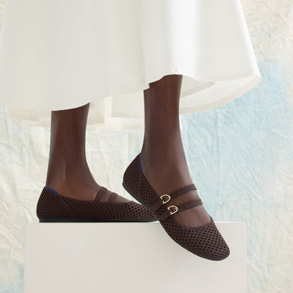 The Double Buckle Mary Jane in Chocolate Mesh | Rothys Women