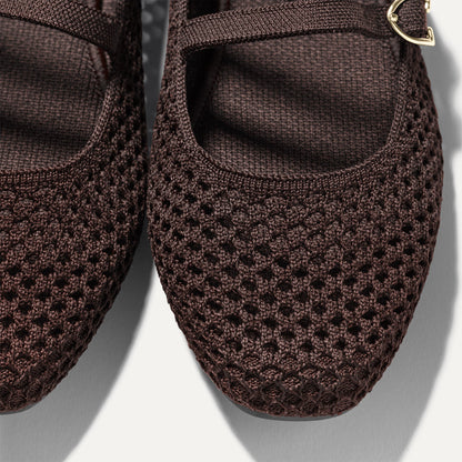 The Double Buckle Mary Jane in Chocolate Mesh | Rothys Women
