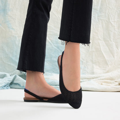 The Almond Slingback in Black Mesh | Rothys Women