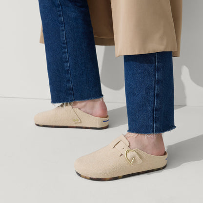 The Buckle Clog in Honeybun Bouclé | Rothys Women