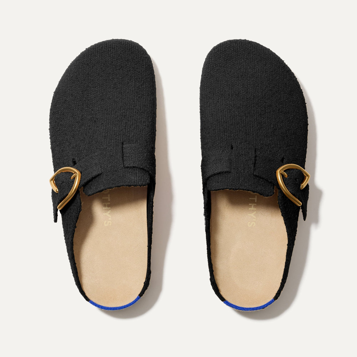 The Buckle Clog in Soft Black Bouclé | Rothys Women