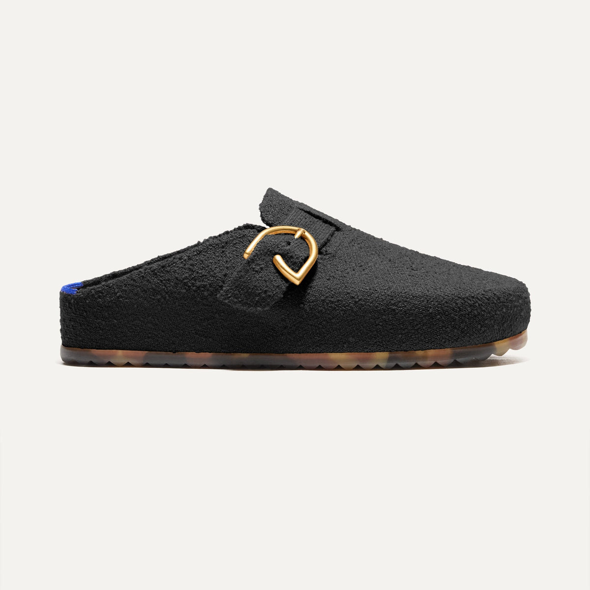 The Buckle Clog in Soft Black Bouclé | Rothys Women