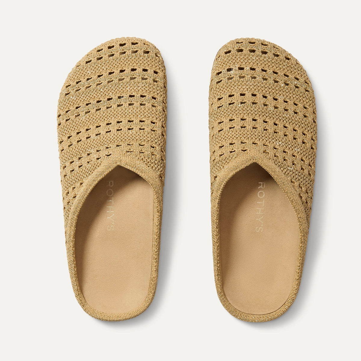 The Casual Clog in Metallic Golden Crochet | Rothys Women
