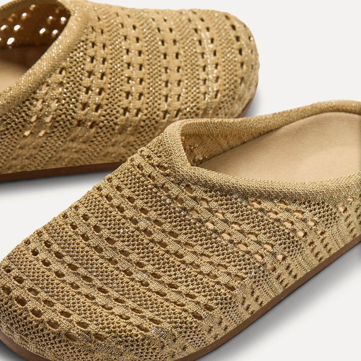 The Casual Clog in Metallic Golden Crochet | Rothys Women