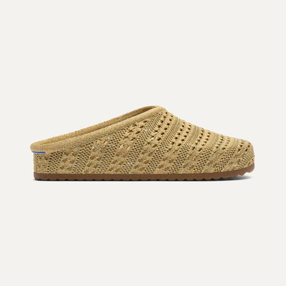 The Casual Clog in Metallic Golden Crochet | Rothys Women