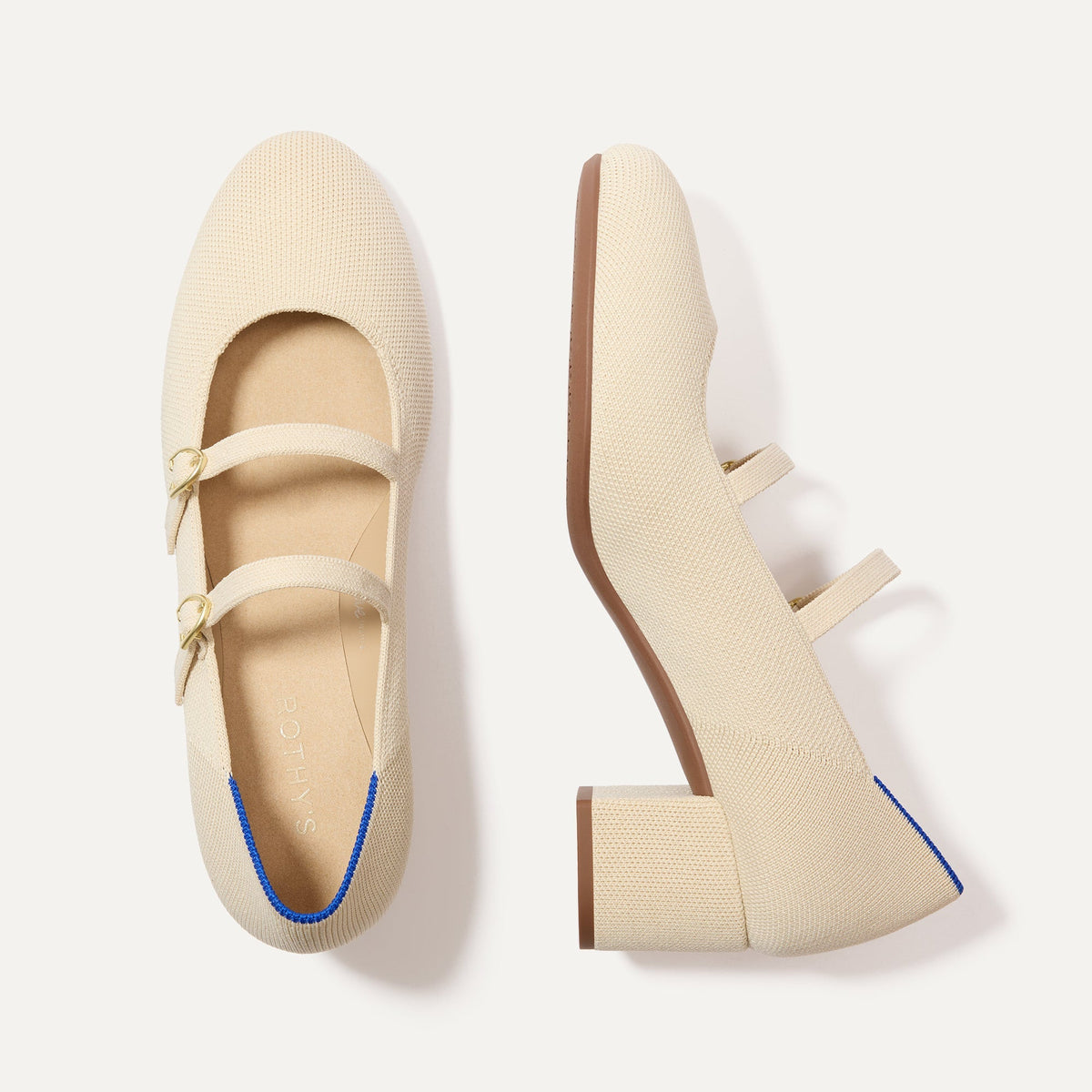 The Double Buckle Mary Jane Heel in Conch | Rothys Women