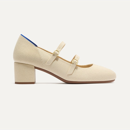 The Double Buckle Mary Jane Heel in Conch | Rothys Women