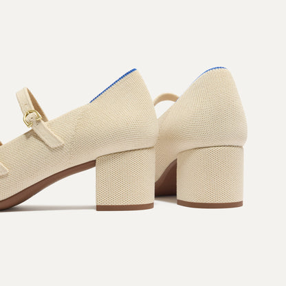 The Double Buckle Mary Jane Heel in Conch | Rothys Women