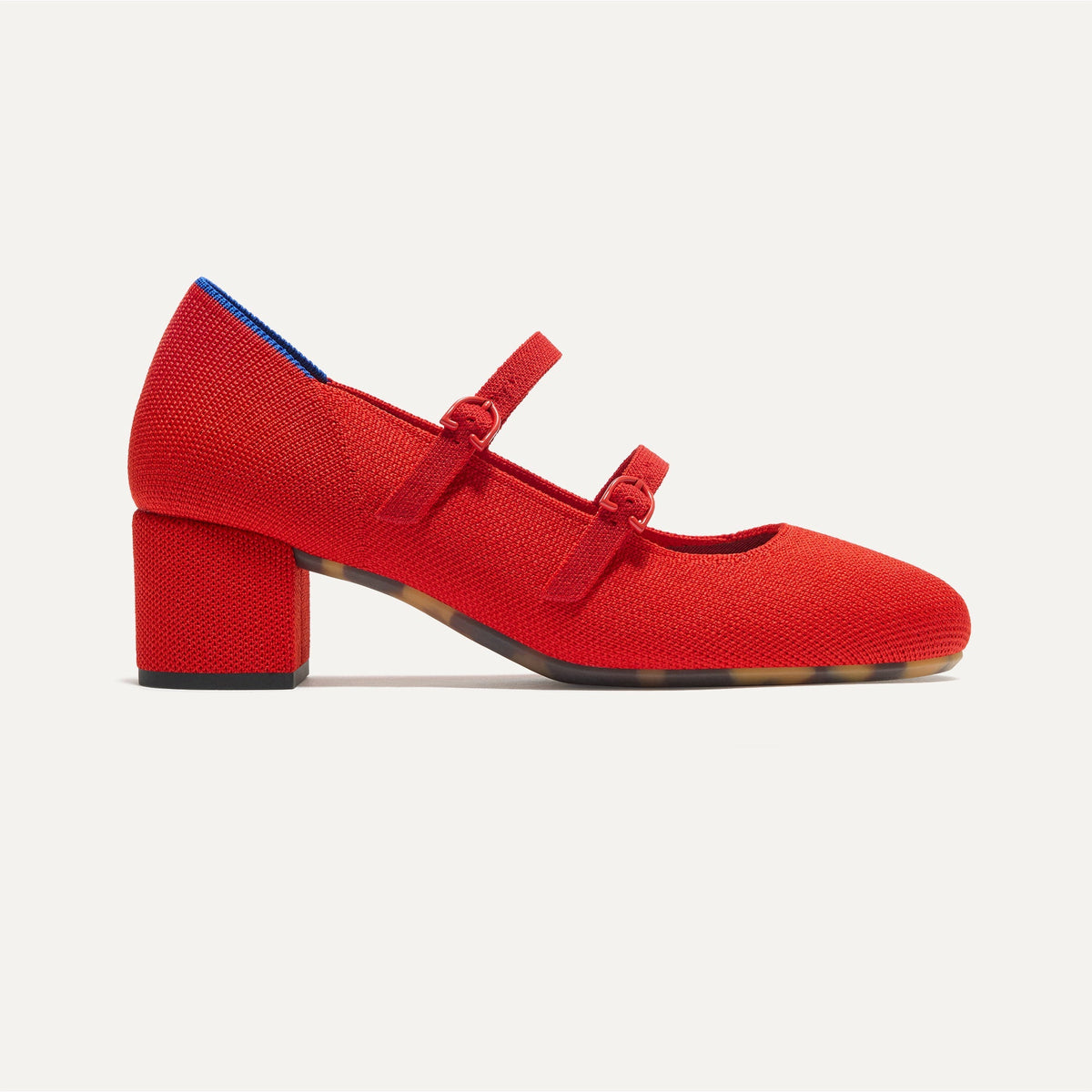 The Double Buckle Mary Jane Heel in Bright Red | Rothys Women