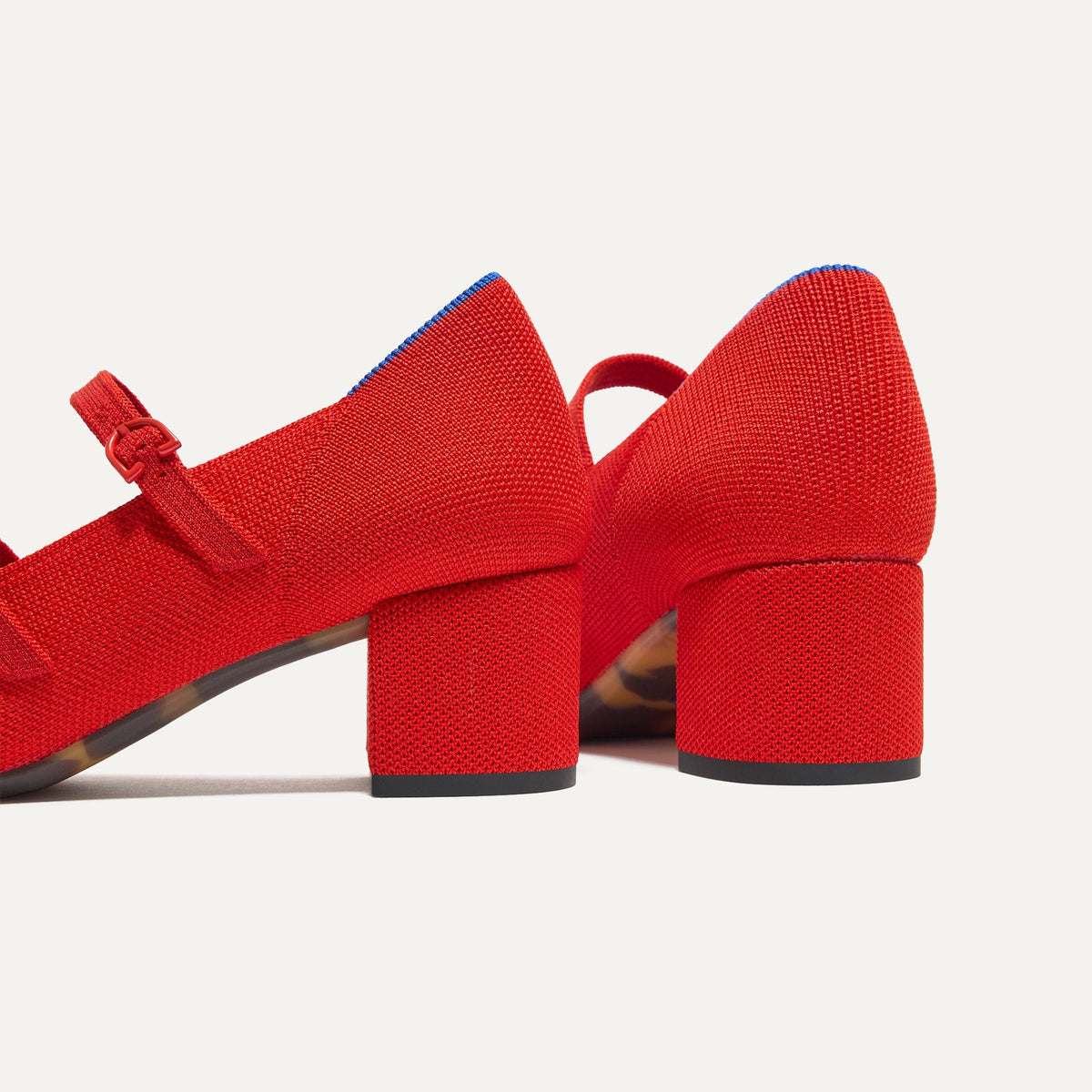 The Double Buckle Mary Jane Heel in Bright Red | Rothys Women