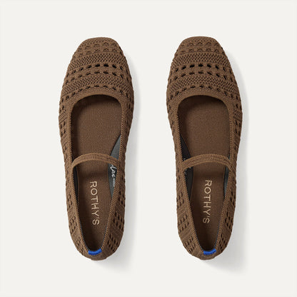The Max Square Mary Jane in Cinnamon Crochet | Rothys Women
