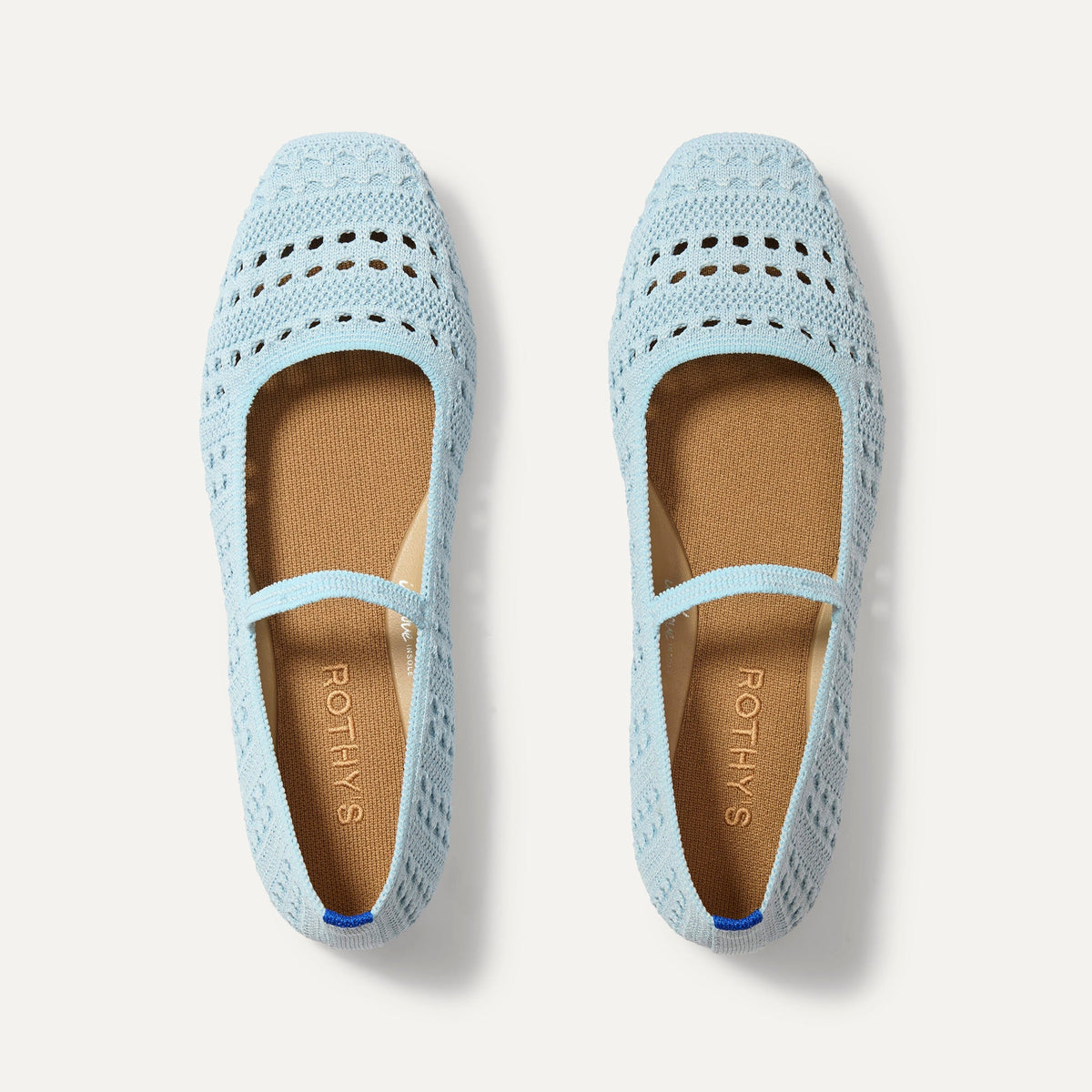 The Max Square Mary Jane in Powder Blue Crochet | Rothys Women