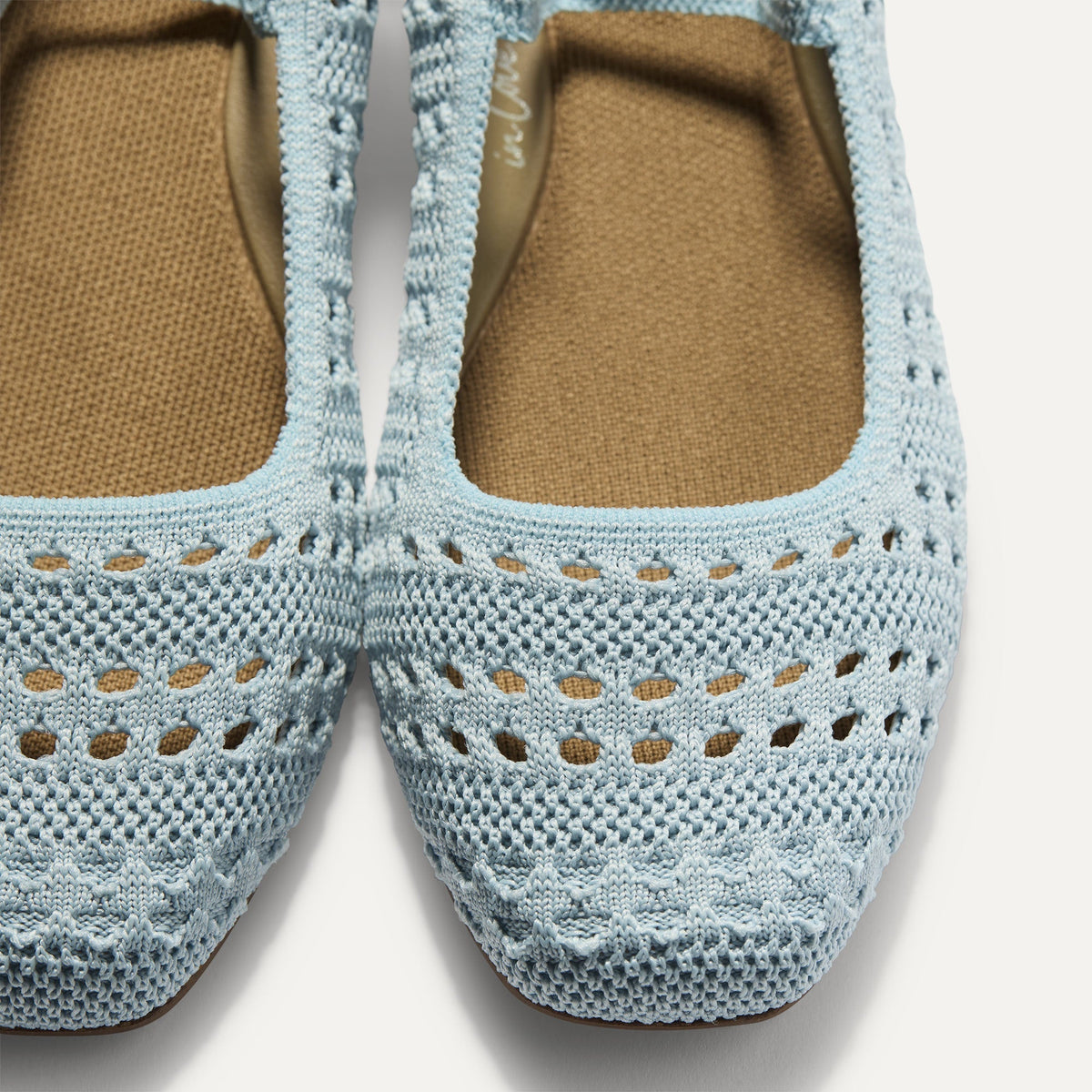 The Max Square Mary Jane in Powder Blue Crochet | Rothys Women