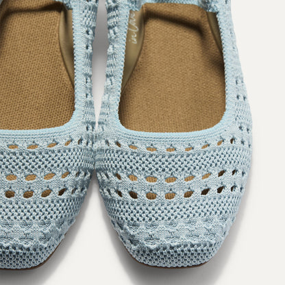 The Max Square Mary Jane in Powder Blue Crochet | Rothys Women