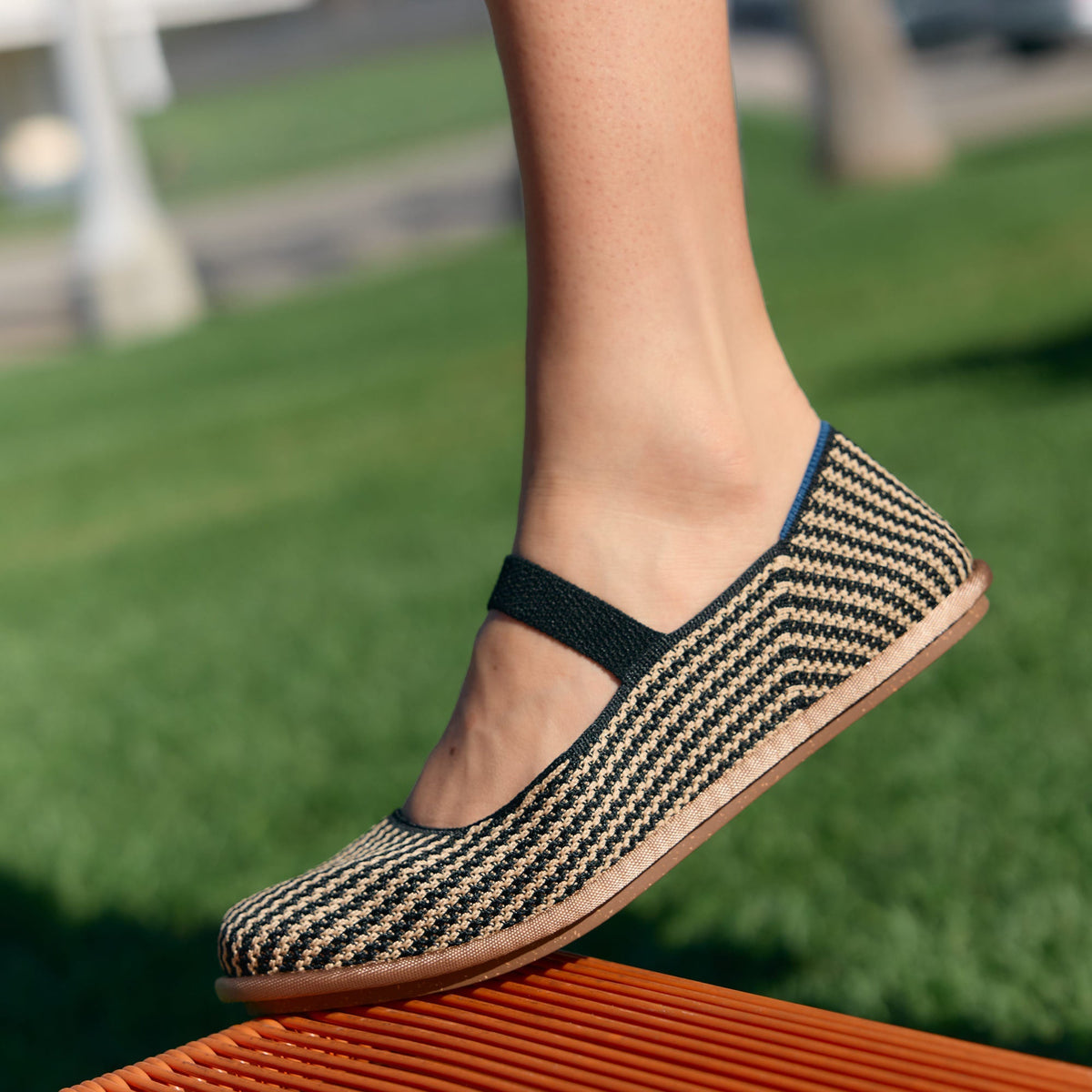 Women's Cruiser Mary Jane in Toffee Stripe | Rothys Women|Men