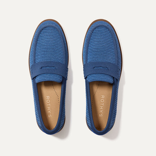 The Penny Loafer in Blue Raffia-Knit for Women | Rothys Women