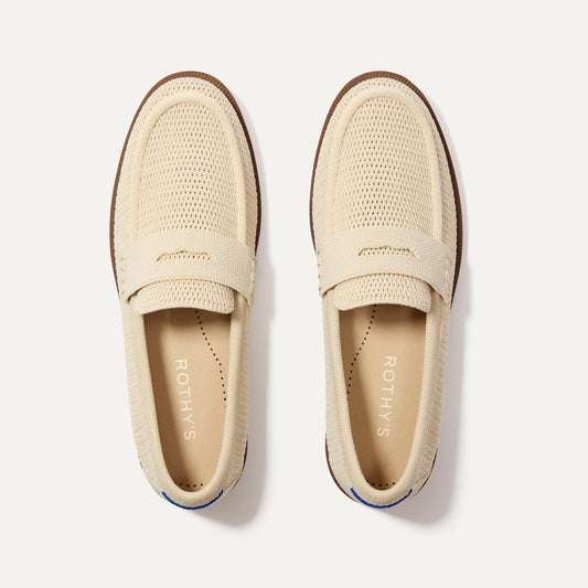 The Penny Loafer in Conch Raffia-Knit for Women | Rothys Women