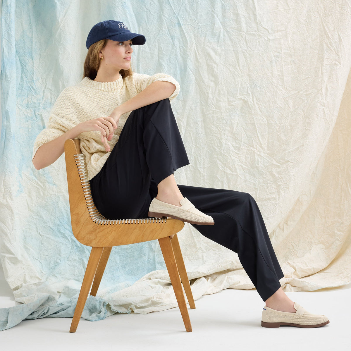 The Penny Loafer in Conch Raffia-Knit for Women | Rothys Women