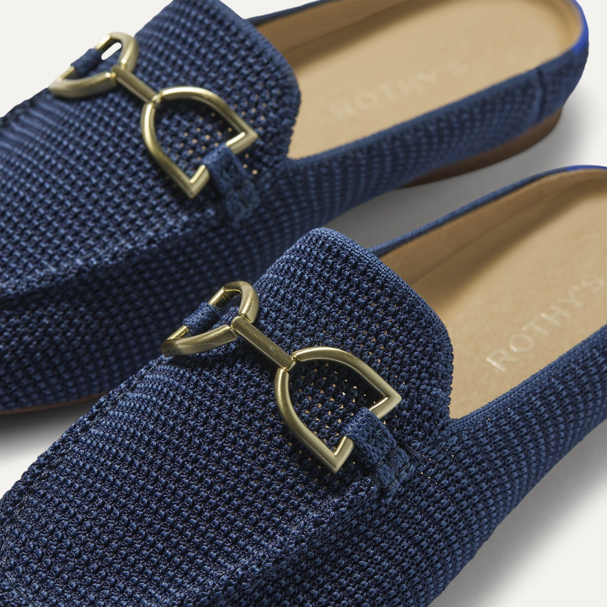The Double Bit Loafer Mule in Blue Raffia-Knit | Rothys Women