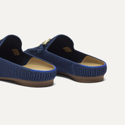 The Double Bit Loafer Mule in Blue Raffia-Knit | Rothys Women