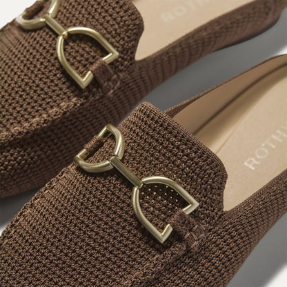 The Double Bit Loafer Mule in Cinnamon Raffia-Knit | Rothys Women
