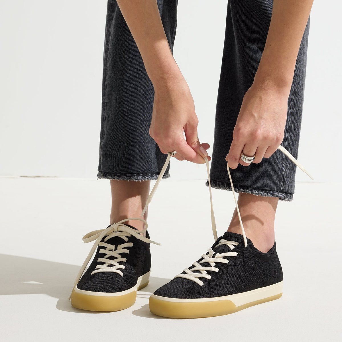 The Lace Up Sneaker in Black for Women | Rothys Women