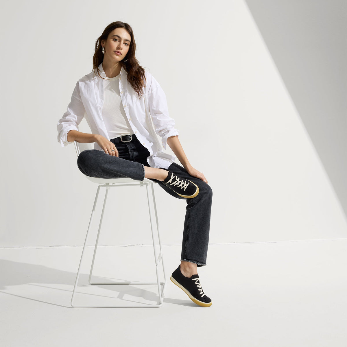 The Lace Up Sneaker in Black for Women | Rothys Women