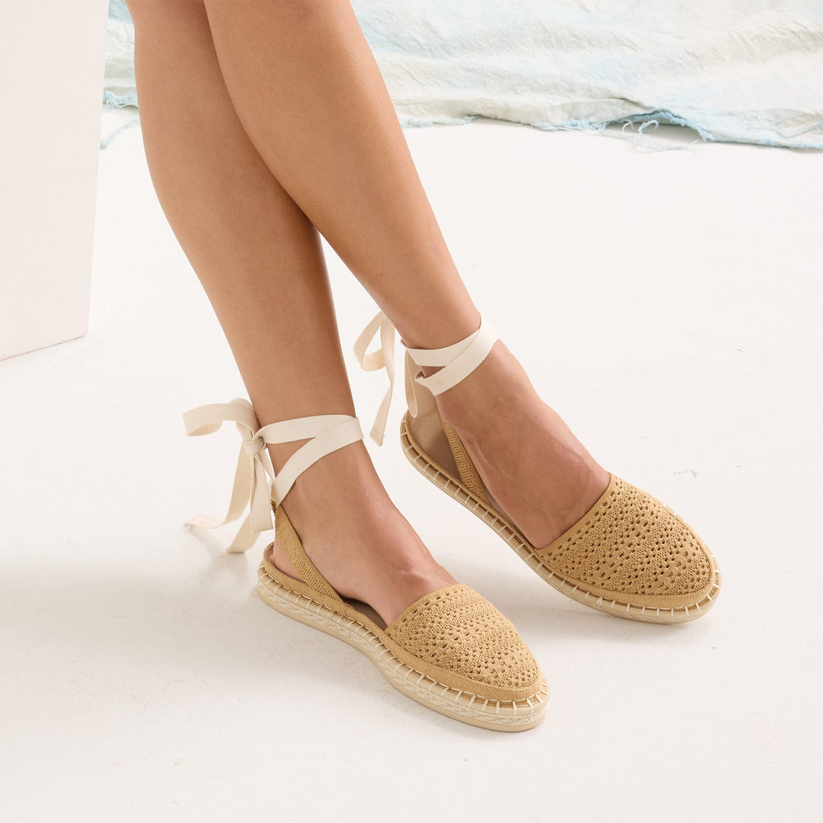 The D'Orsay Espadrille in Camel Crochet | Rothys Women