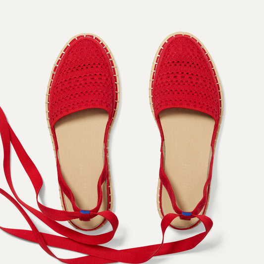 The D'Orsay Espadrille in Bright Red Crochet | Rothys Women