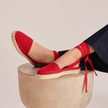 The D'Orsay Espadrille in Bright Red Crochet | Rothys Women