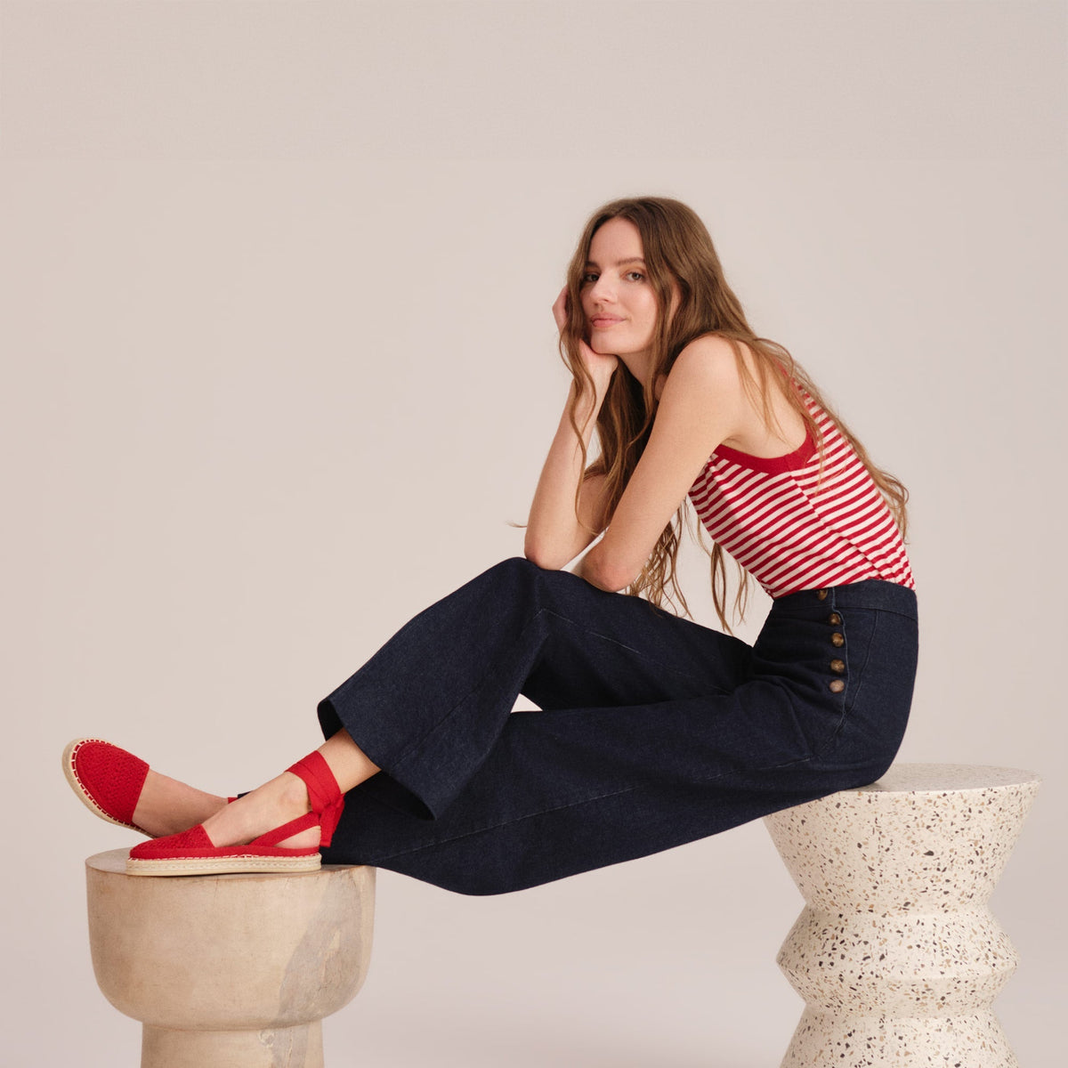 The D'Orsay Espadrille in Bright Red Crochet | Rothys Women