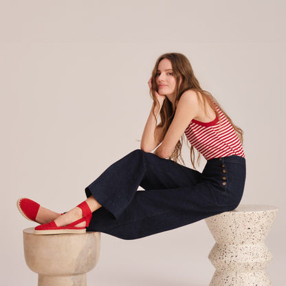 The D'Orsay Espadrille in Bright Red Crochet | Rothys Women