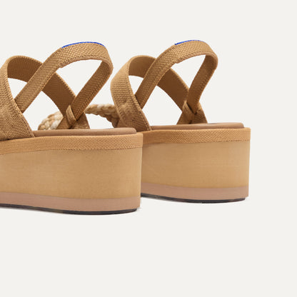 Women's Ankle Strap Platform Sandal in Beach Sand Woven | Rothys Women