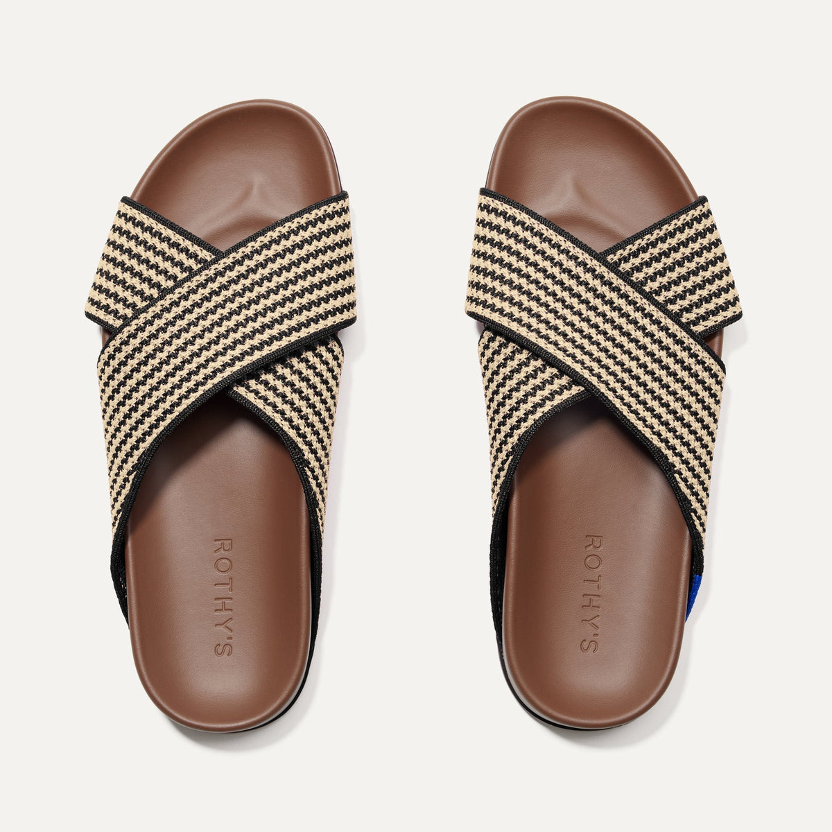 The Weekend Slide in Toffee Stripe | Rothys Women