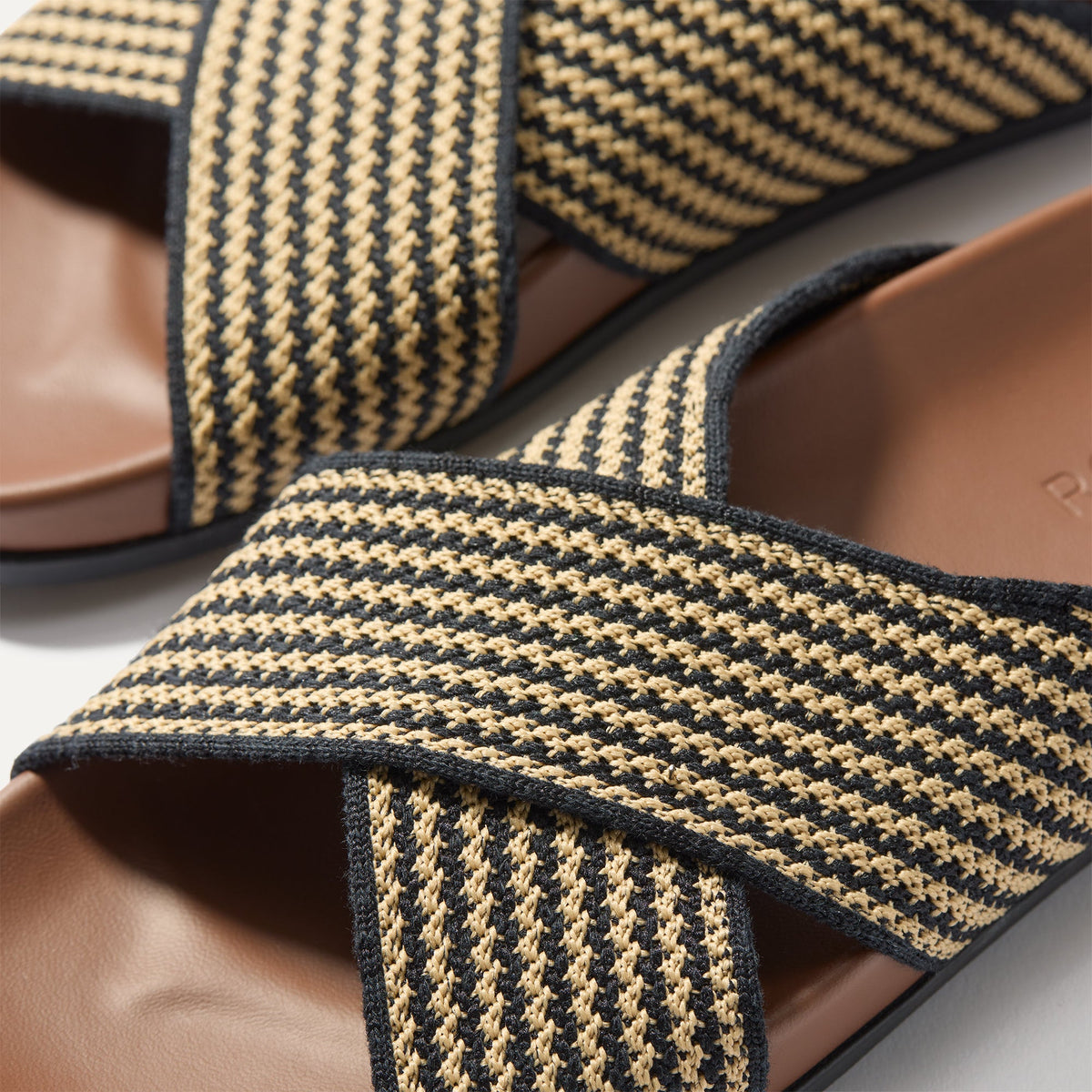 The Weekend Slide in Toffee Stripe | Rothys Women