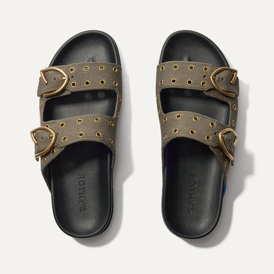The Buckle Slide in Eyelet Safari | Rothys Women