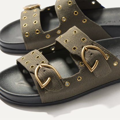 The Buckle Slide in Eyelet Safari | Rothys Women