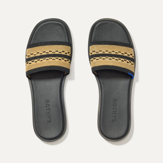 The Slide Sandal in Gilded Crochet | Rothys Women