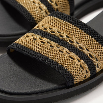 The Slide Sandal in Gilded Crochet | Rothys Women