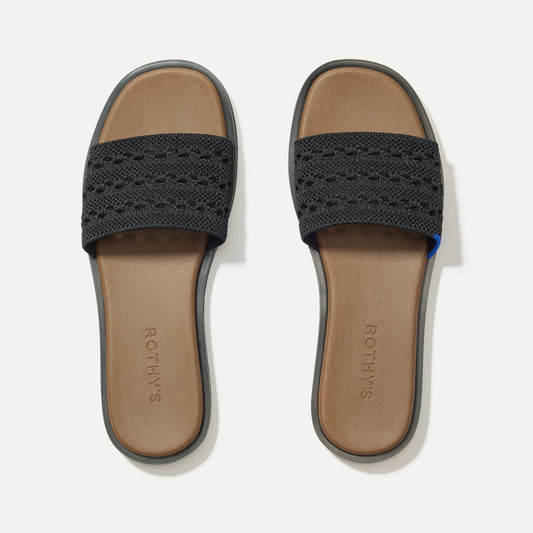 The Slide Sandal in Black Crochet | Rothys Women