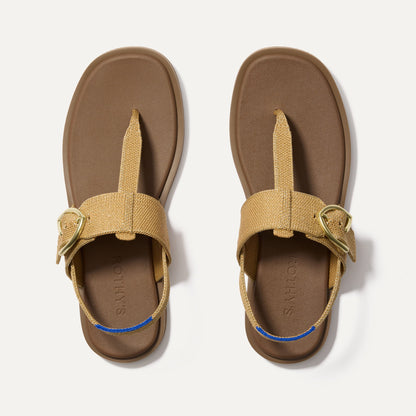 The T-Strap Sandal in Metallic Golden Sun | Rothys Women